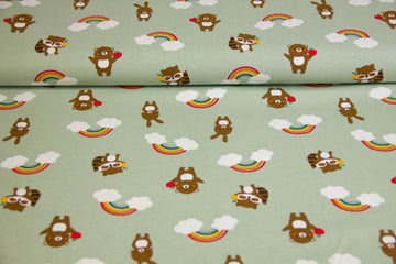 Jersey mit Bären und Regenbogen, altgrün, 0,5 m